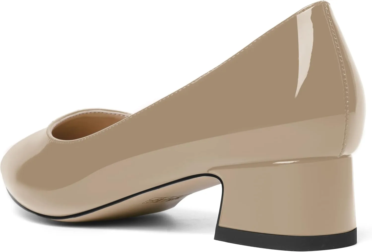 ROSERWISH Womens Patent Casual Work Comfortable Pointed Toe Slip On Chunky Low Heel Pumps Dress Shoes 1.5 Inch