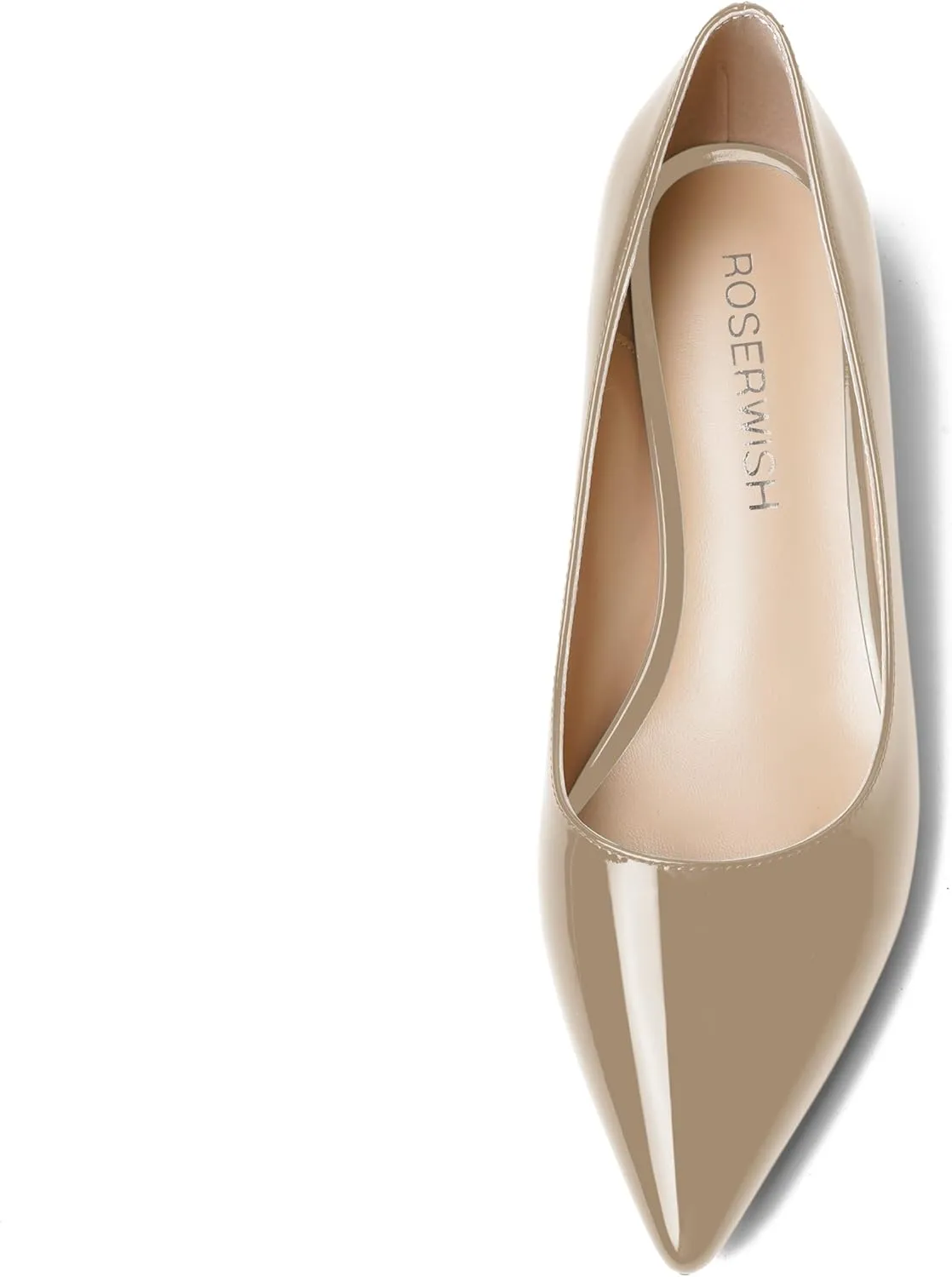 ROSERWISH Womens Patent Casual Work Comfortable Pointed Toe Slip On Chunky Low Heel Pumps Dress Shoes 1.5 Inch