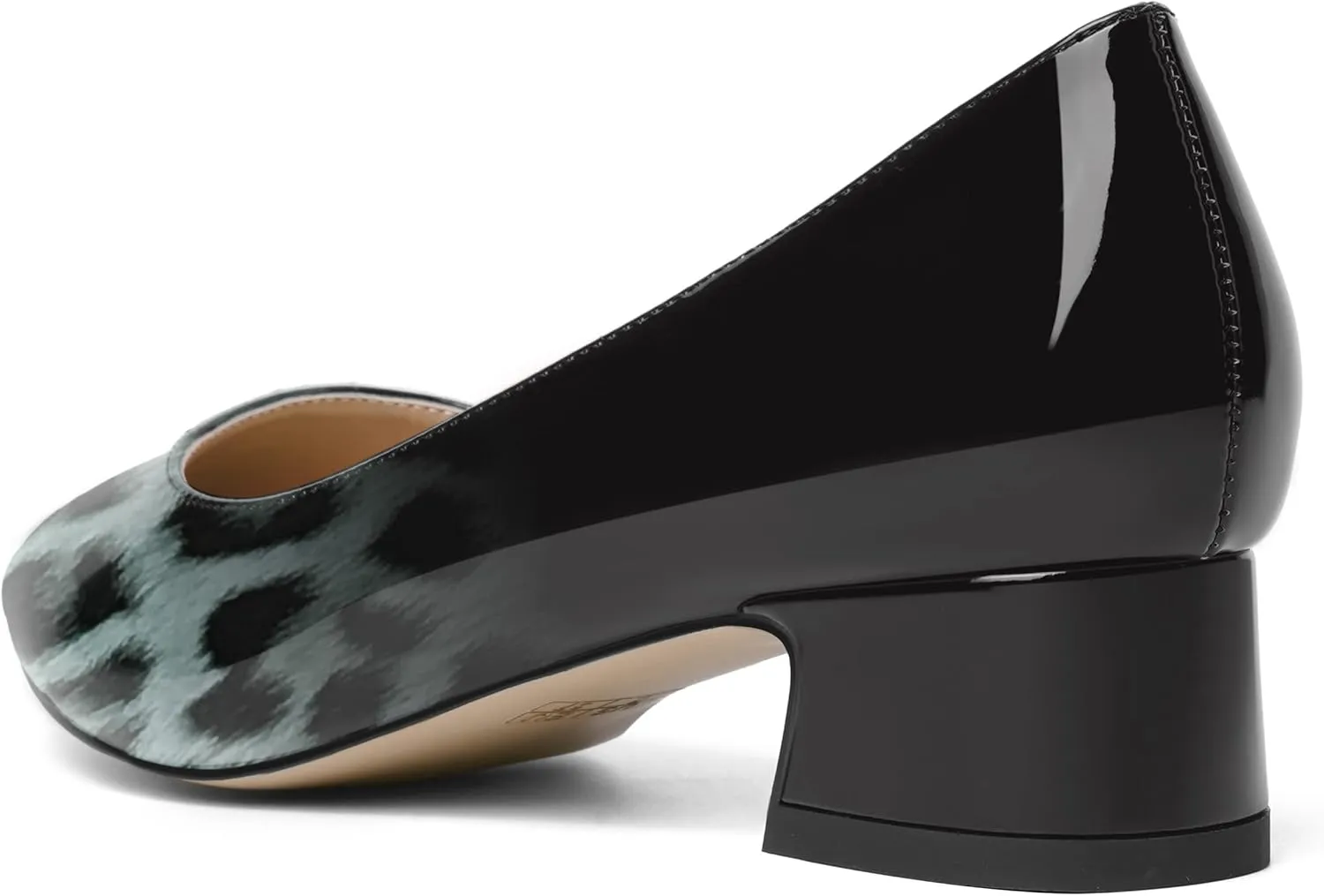 ROSERWISH Womens Patent Casual Work Comfortable Pointed Toe Slip On Chunky Low Heel Pumps Dress Shoes 1.5 Inch