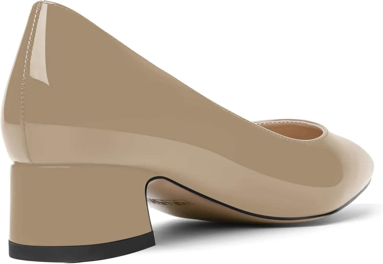 ROSERWISH Womens Patent Casual Work Comfortable Pointed Toe Slip On Chunky Low Heel Pumps Dress Shoes 1.5 Inch