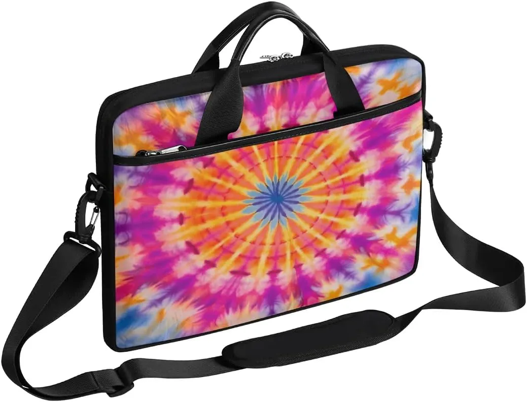 Round Tie Dye Laptop Shoulder Bag Laptop Sleeve Carrying Case Slim Briefcase Waterproof Computer Tote Bag Compatible with 14 15 15.6 Inch Notebook Computer Tablet
