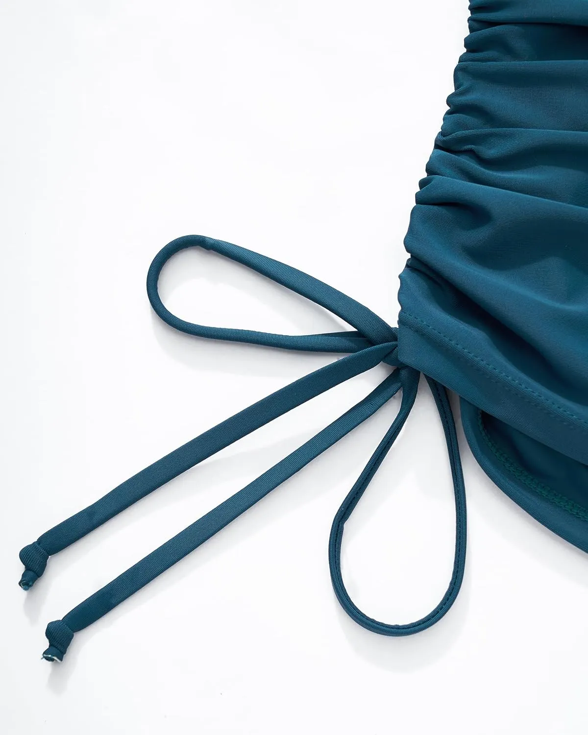 RXRXCOCO Women Tankini Bathing Suits Tummy Control Ruched Swimsuits Colorblock Drawstring Swimwear