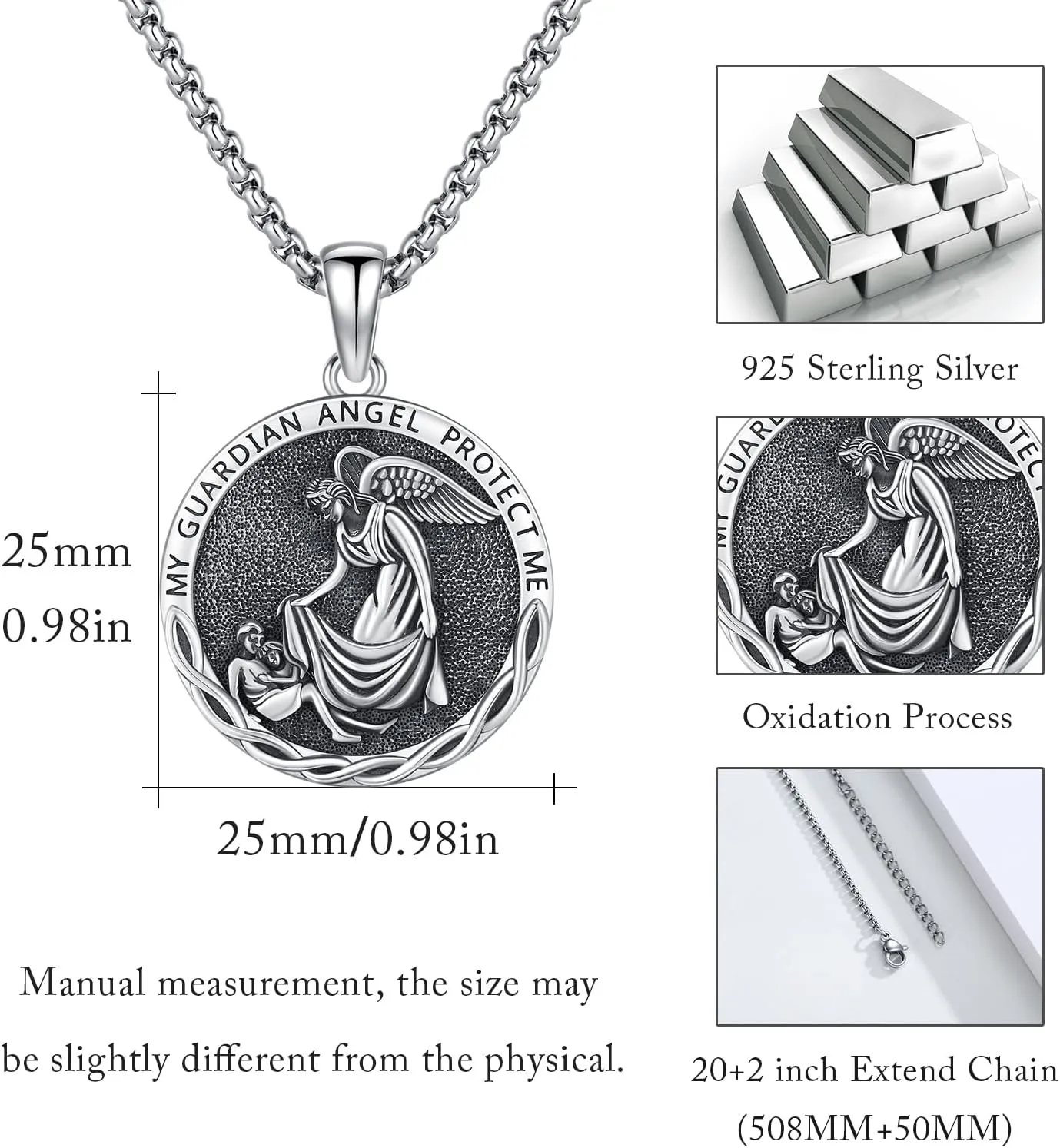 Saint Michael/St Joseph/Virgin Mary Necklace 925 Sterling Silver Patron Saint Medals Amulet Necklace Protection Jewelry Religious Gifts for Men Women
