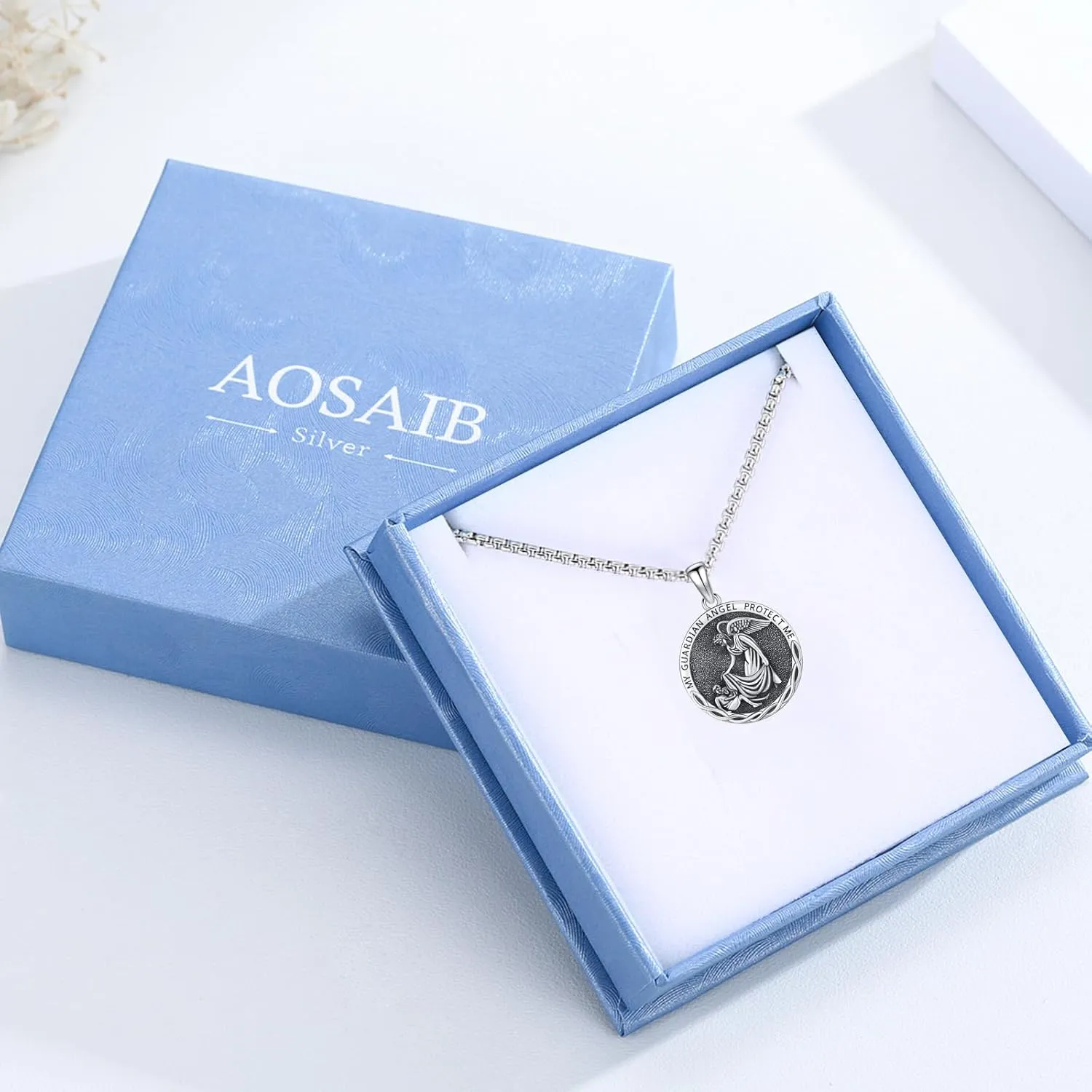 Saint Michael/St Joseph/Virgin Mary Necklace 925 Sterling Silver Patron Saint Medals Amulet Necklace Protection Jewelry Religious Gifts for Men Women