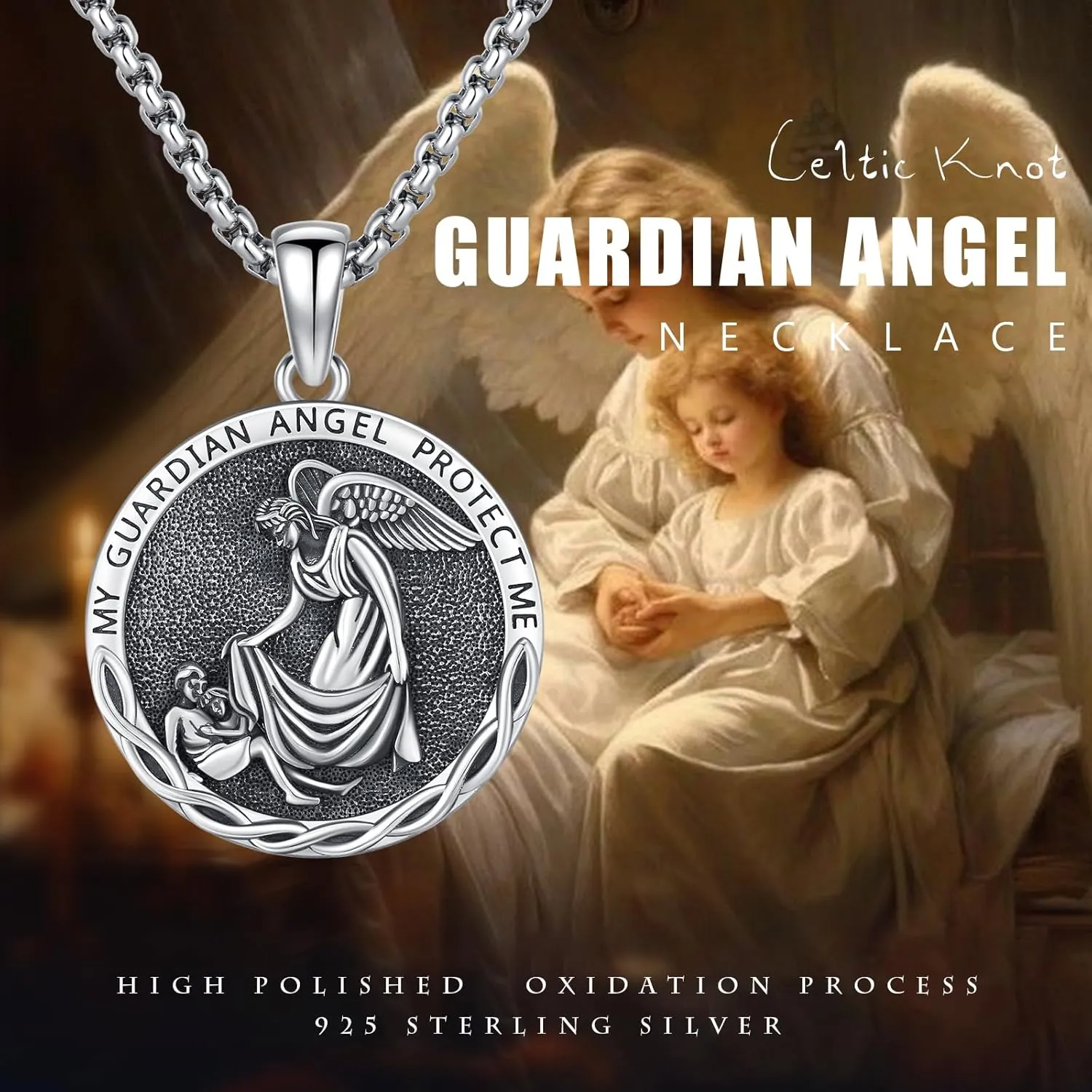 Saint Michael/St Joseph/Virgin Mary Necklace 925 Sterling Silver Patron Saint Medals Amulet Necklace Protection Jewelry Religious Gifts for Men Women