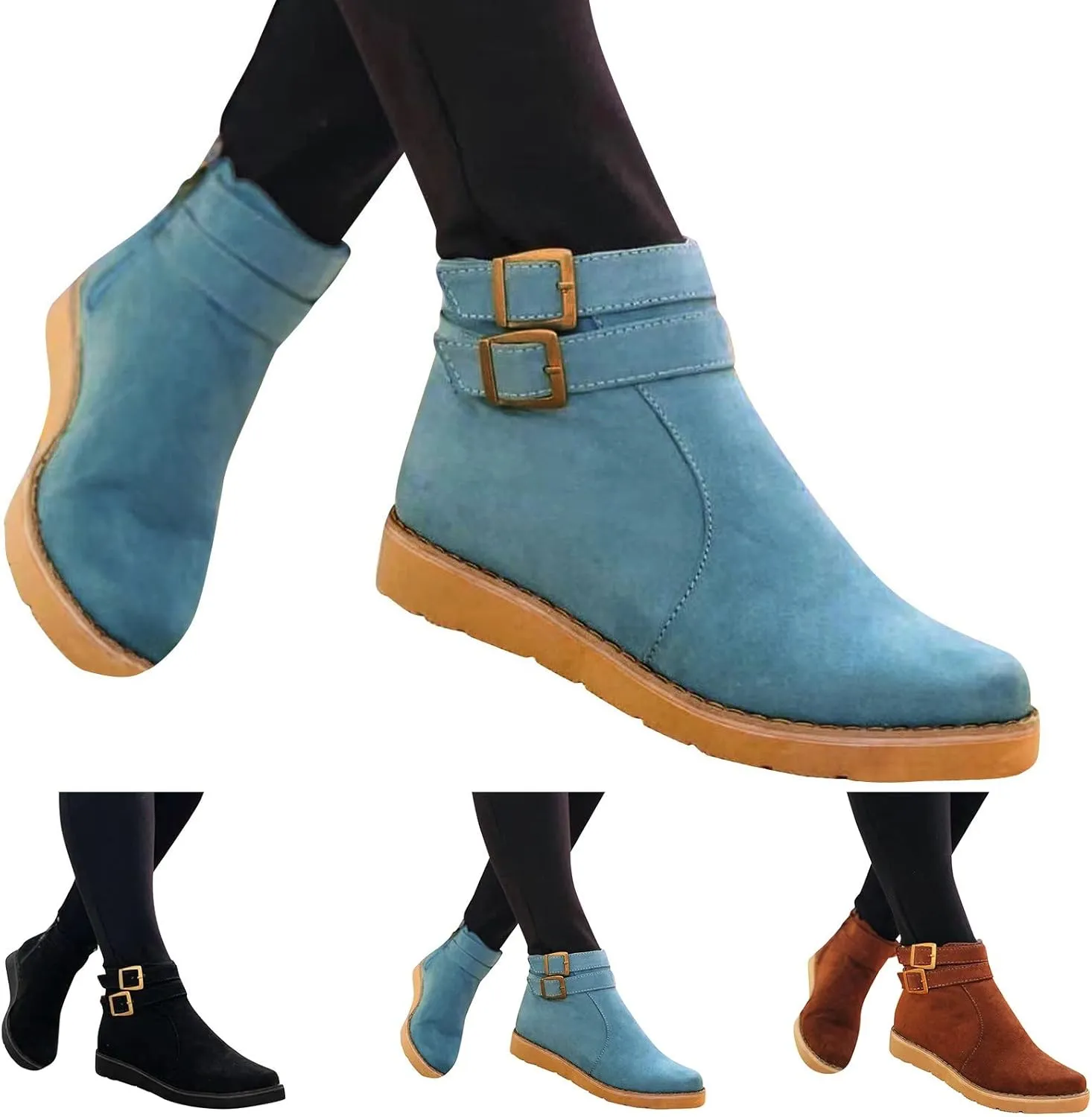 SBGMoSJ Black Heeled Ankle Boots for Women Womens Dress Ankle Boots Low Heel White Ankle Boots for Women Size 9.5 Wide Tan Booties for Women Women Black Ankle Boots Flat