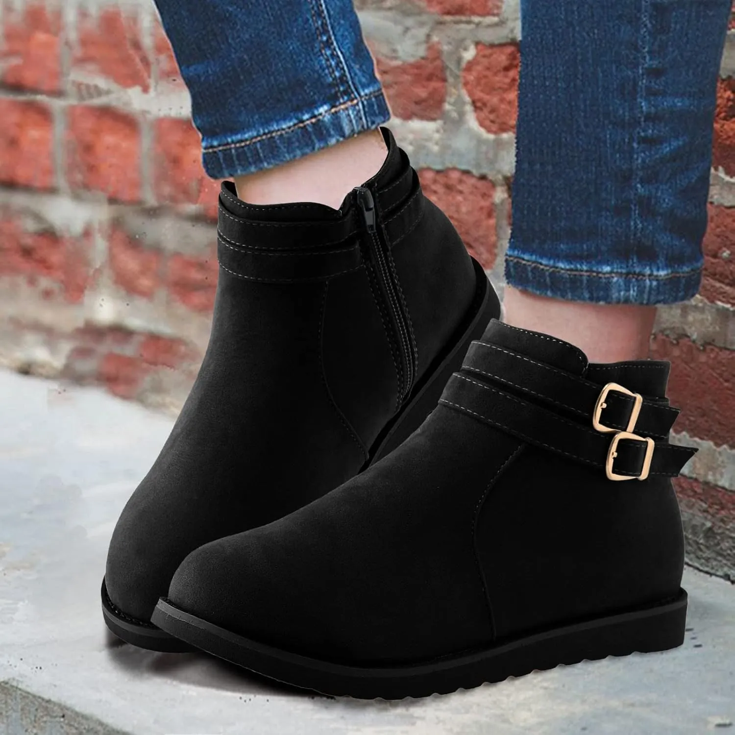 SBGMoSJ Black Heeled Ankle Boots for Women Womens Dress Ankle Boots Low Heel White Ankle Boots for Women Size 9.5 Wide Tan Booties for Women Women Black Ankle Boots Flat