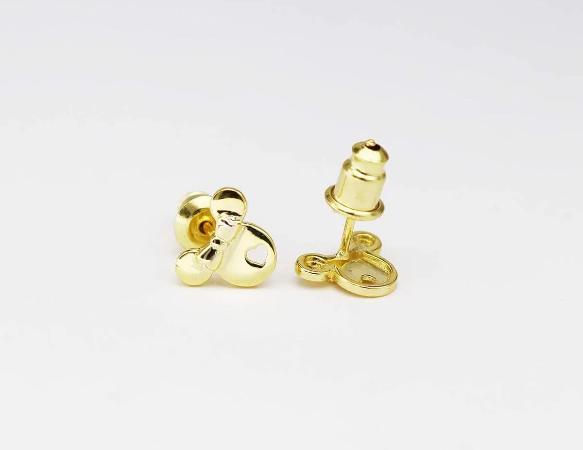 silver earrings for girls, rose gold plated 925 Sterling Silver small tiny cute Mouse stud earrings for women girls kids, birthday Gift