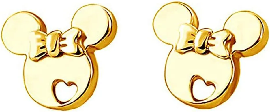 silver earrings for girls, rose gold plated 925 Sterling Silver small tiny cute Mouse stud earrings for women girls kids, birthday Gift