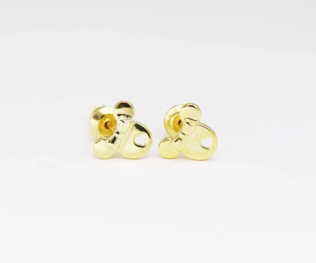 silver earrings for girls, rose gold plated 925 Sterling Silver small tiny cute Mouse stud earrings for women girls kids, birthday Gift