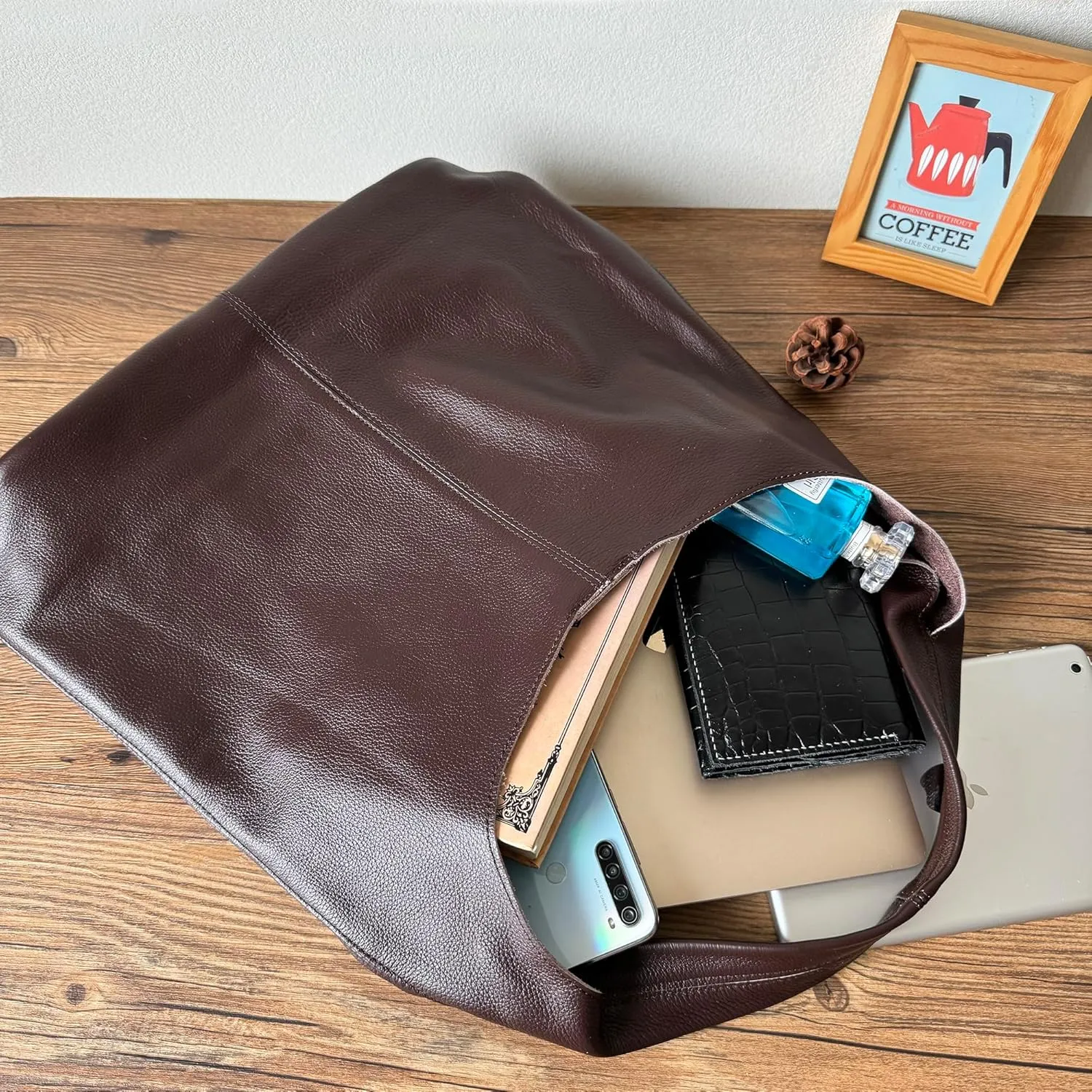 Slouchy Tote Bags for Women, Soft Leather Women's Bag, Large Hobo Bag, Simple Underarm Bag, Top Handle Handbag