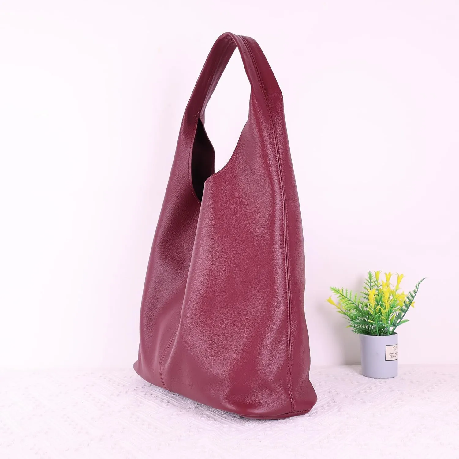 Slouchy Tote Bags for Women, Soft Leather Women's Bag, Large Hobo Bag, Simple Underarm Bag, Top Handle Handbag