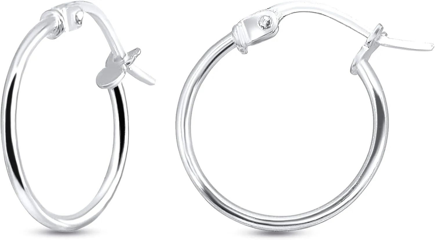 Sterling Silver Hoop Earrings for Women - Gold Hoop Earrings - Hoop Earrings Set - Thin Light Polished Round Post Click-top Hoops Earring for Women Men, 12-20mm Diameter, 1-3 Pairs Jewelry Sets