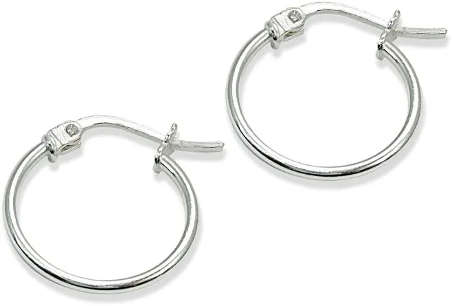 Sterling Silver Hoop Earrings for Women - Gold Hoop Earrings - Hoop Earrings Set - Thin Light Polished Round Post Click-top Hoops Earring for Women Men, 12-20mm Diameter, 1-3 Pairs Jewelry Sets