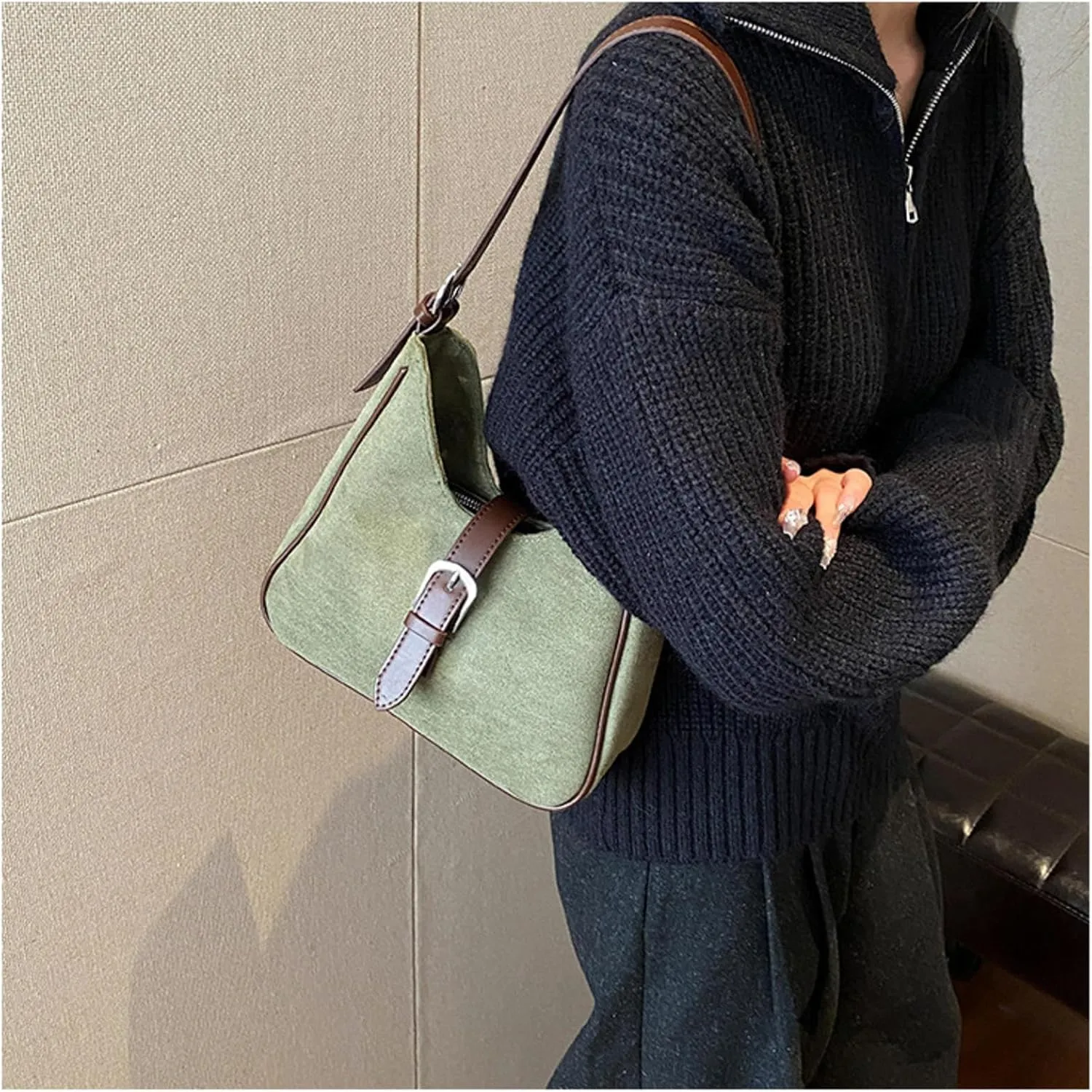 Suede Armpit Bag, Autumn And Winter Fashion Handbag, Niche Commuting Cross-Body Shoulder Bag For Women