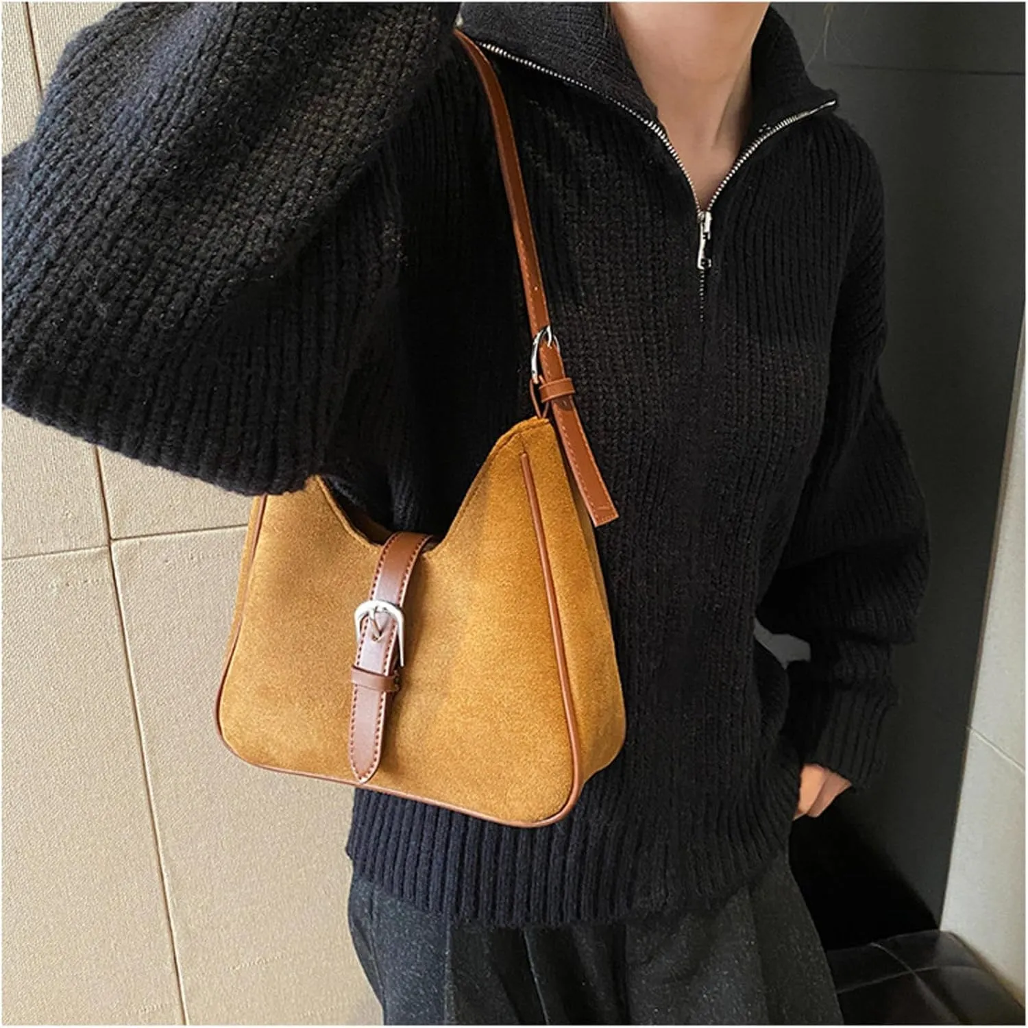 Suede Armpit Bag, Autumn And Winter Fashion Handbag, Niche Commuting Cross-Body Shoulder Bag For Women
