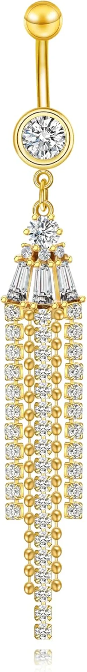 Surgical Steel Belly Rings for Women - Dangling 14G Belly Button Piercing Clicker Ring