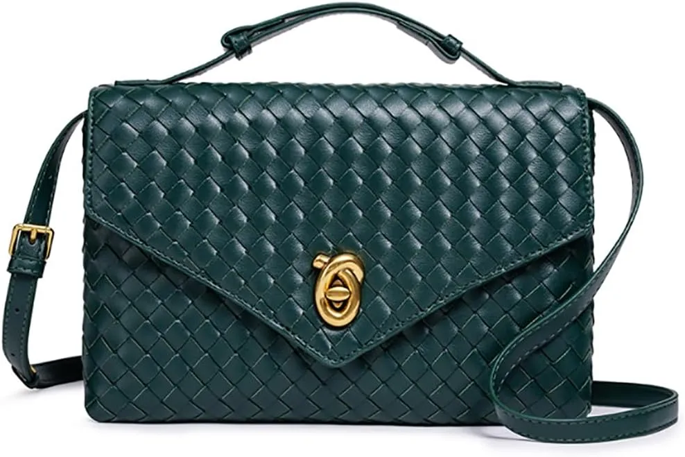 Trendy Woven Evening Clutch Purses Women PU Leather Evening Handbags Underarm Shoulder Crossbody Purse Wedding Wallet