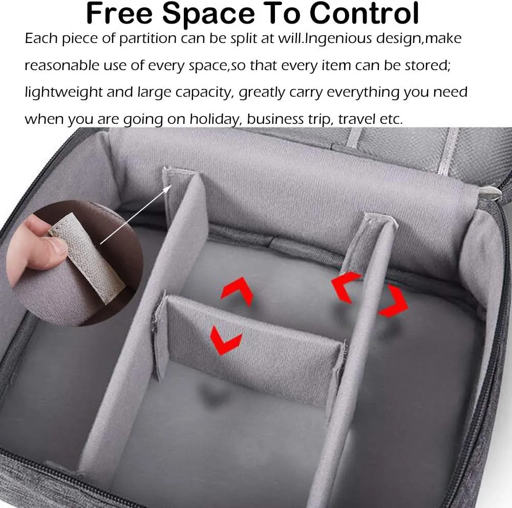 Universal Electronics Accessories Organizer, Waterproof Portable Cable Organizer Bag, Digital Gadget Organizer Case, Travel Gear Carry Bag for Cables - Grey