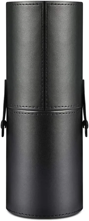 VASANA Black Empty PU Leather Makeup Brush Holder with Lid Travel Brushes Container Portable Cosmetics Storage Organiser Cup Case Bag Box