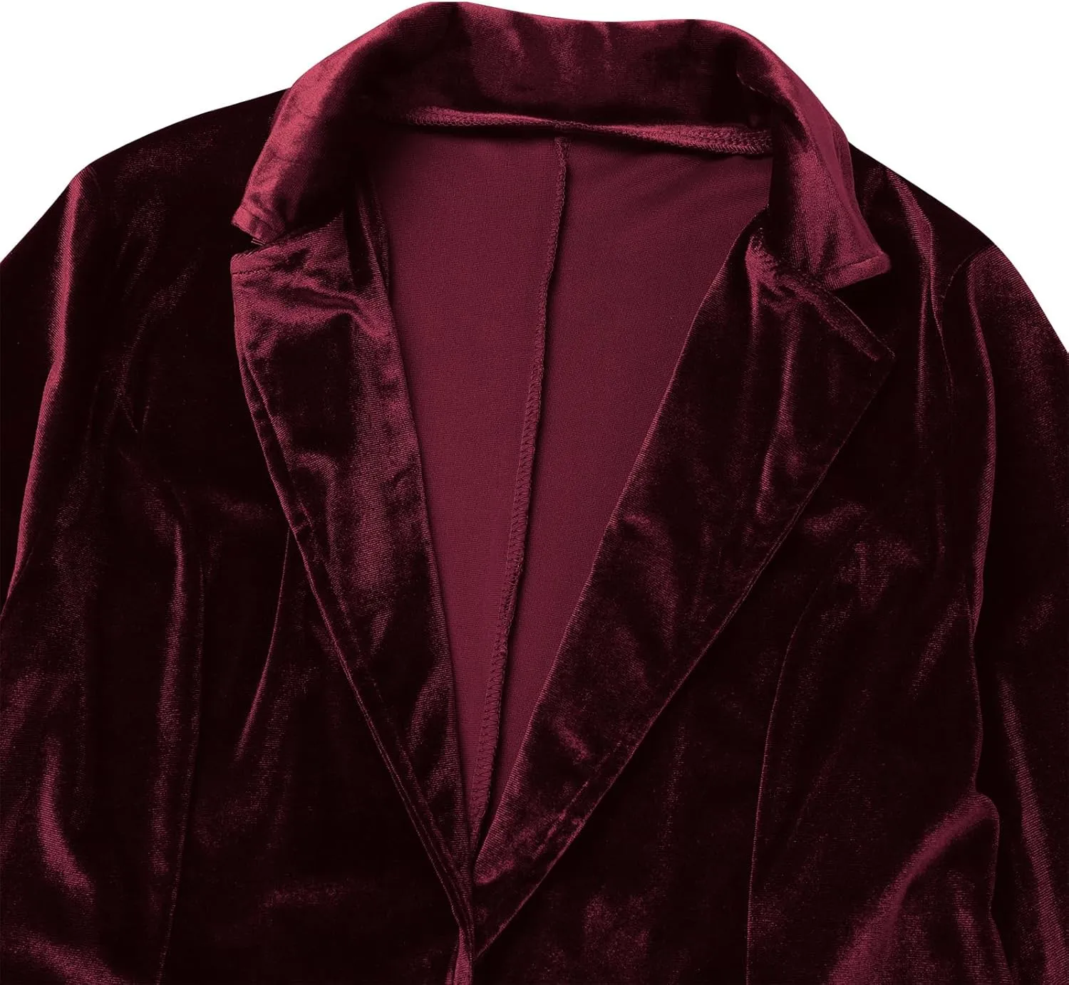 Velvet Blazer for Women 1 Button Long Sleeve Blazer Jacket Office Ladies Suit Wedding Funeral Tuxedo Jacket