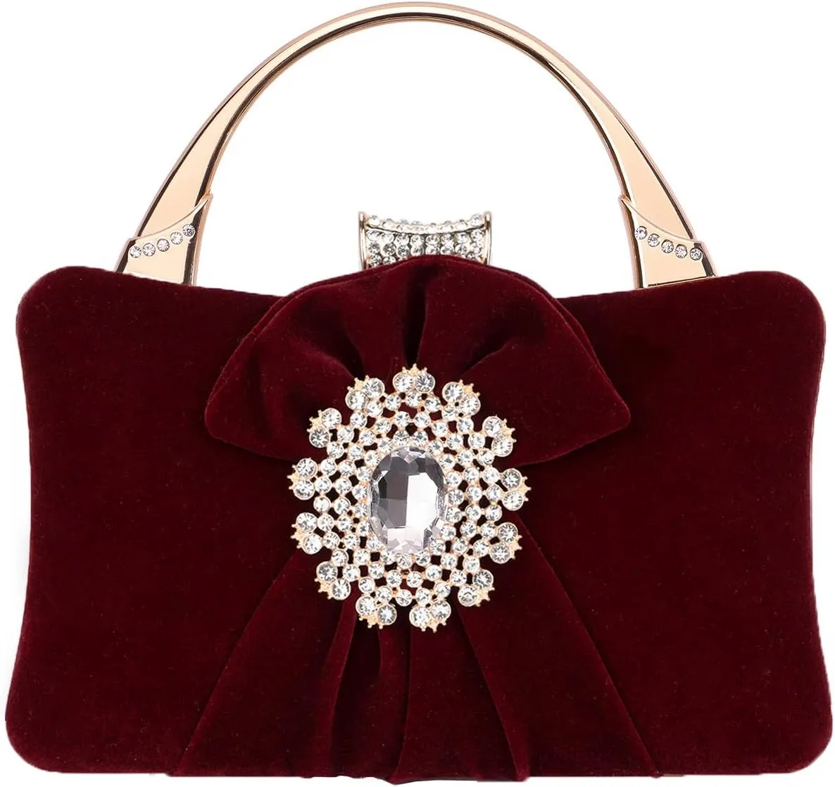Velvet Evening Bags For Women With Flower Closure Rhinestone Crystal Embellished Clutch Purse For Party Wedding