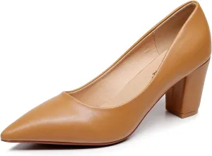 VenusCelia Women's Lewin Pump Chunky Heel Shoe