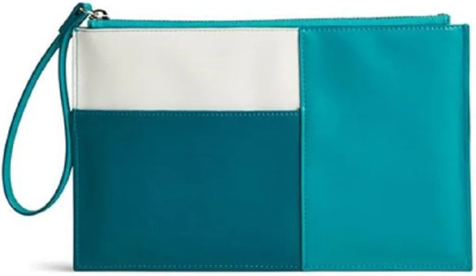 Vera Bradley Faux Leather Composition Wristlet, Teal/Off White