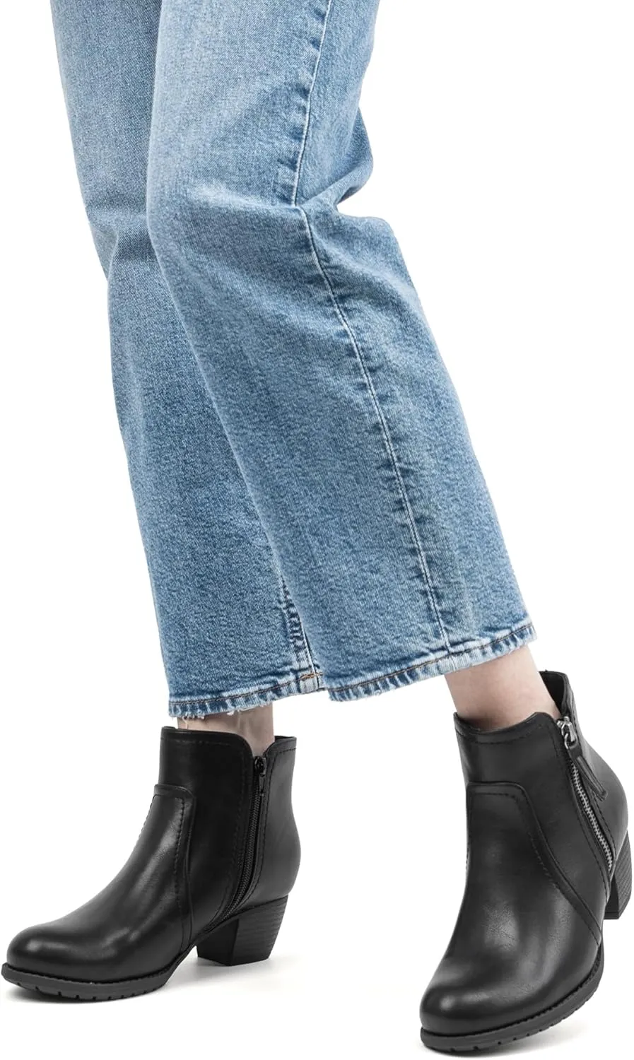 VJH confort Women's Ankle Boots,Lace-up Round Toe Comfortable Low Heel Dress Booties with Side Zipper