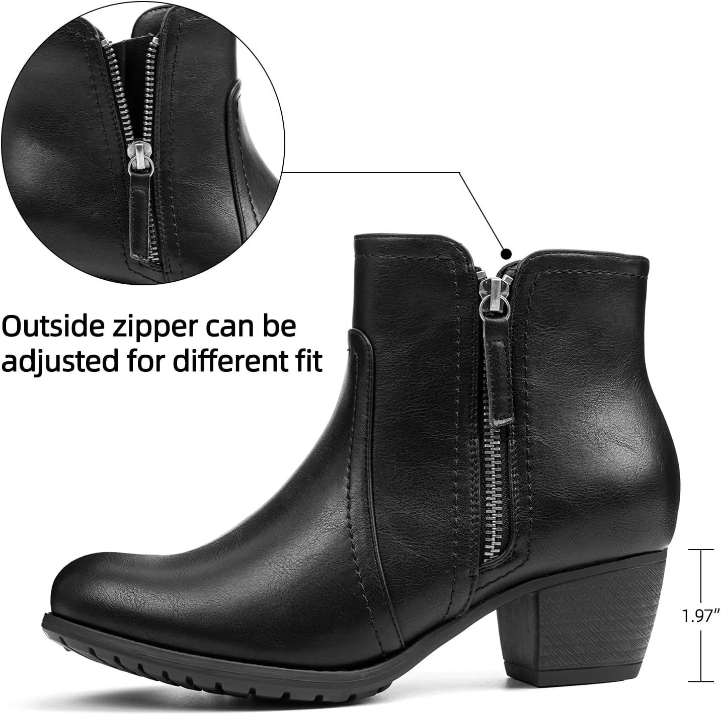 VJH confort Women's Ankle Boots,Lace-up Round Toe Comfortable Low Heel Dress Booties with Side Zipper