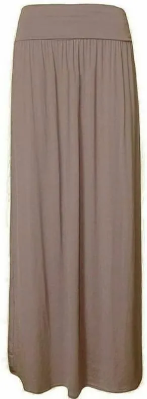 WearAll Full Length Long Skirts for Women High Waist Fold Over Pleated High Waisted Elasticated Plain Gypsy USA 4-22