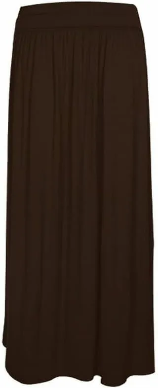 WearAll Full Length Long Skirts for Women High Waist Fold Over Pleated High Waisted Elasticated Plain Gypsy USA 4-22
