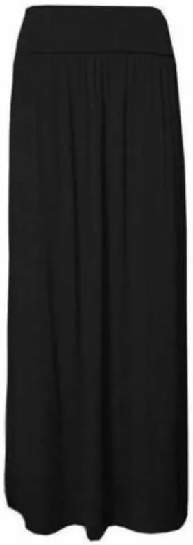 WearAll Full Length Long Skirts for Women High Waist Fold Over Pleated High Waisted Elasticated Plain Gypsy USA 4-22