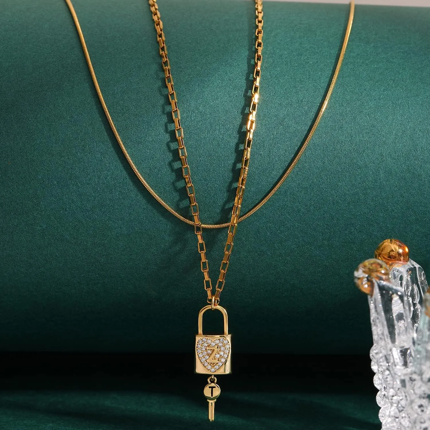 Wellike Necklaces for Women Gold Necklace for Women Initial Necklaces Custom 2pcs Layered Necklaces 18K Gold Jewelry Dainty Necklace Stainless Steel Chain Choker Necklace for Women