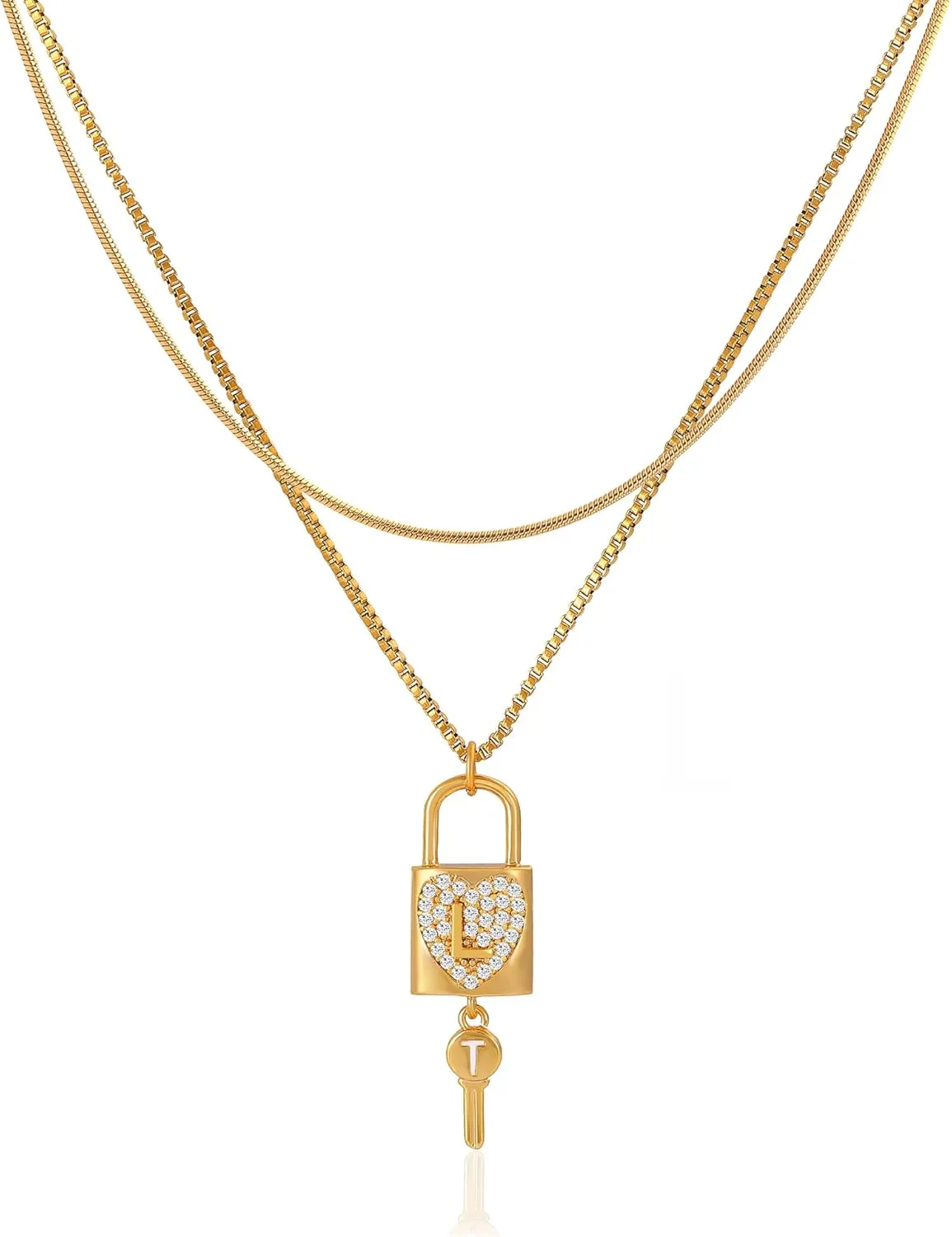 Wellike Necklaces for Women Gold Necklace for Women Initial Necklaces Custom 2pcs Layered Necklaces 18K Gold Jewelry Dainty Necklace Stainless Steel Chain Choker Necklace for Women