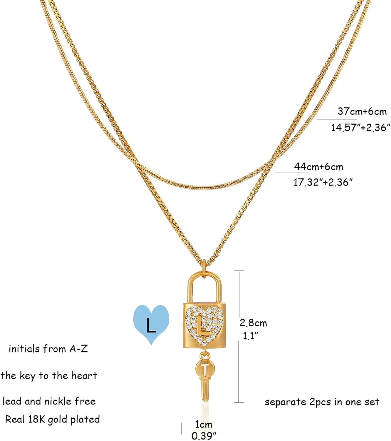 Wellike Necklaces for Women Gold Necklace for Women Initial Necklaces Custom 2pcs Layered Necklaces 18K Gold Jewelry Dainty Necklace Stainless Steel Chain Choker Necklace for Women