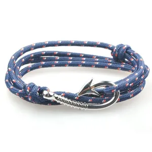 West Anchor Blue-Patterned Hook Bracelet (Silver)