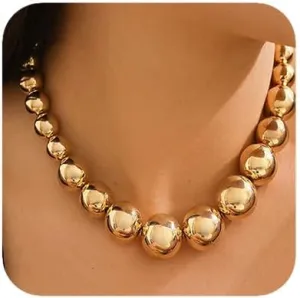Women Boho 1920s Pearls Choker Necklaces with Earrings Set Gold Dainty Pearls Choker Necklaces Fashion Chunky Pendant Multilayer Adjustable Layering Chain Necklaces for Women