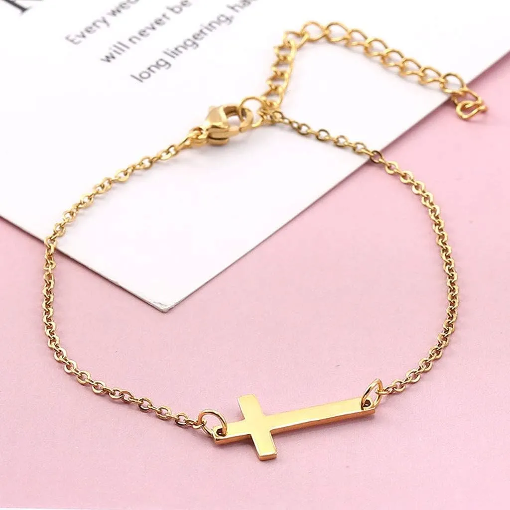 Women Cross Pendant Necklace Statement Necklace Hip Hop Necklaces Fashion Jewelry (Gold, One Size)