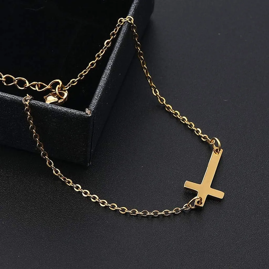 Women Cross Pendant Necklace Statement Necklace Hip Hop Necklaces Fashion Jewelry (Gold, One Size)