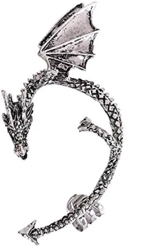 Women Earrings Boho Fashion Wrap Dragon Gothic Metal Earring Cuff Punk Earring Ear Earrings Womens (G-Silver, One Size)