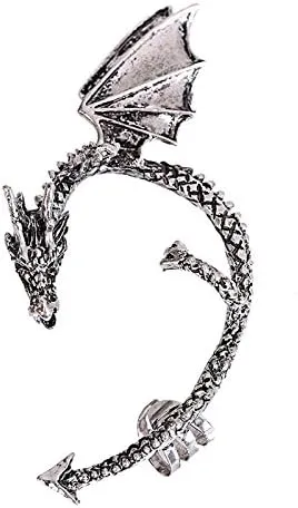 Women Earrings Boho Fashion Wrap Dragon Gothic Metal Earring Cuff Punk Earring Ear Earrings Womens (G-Silver, One Size)