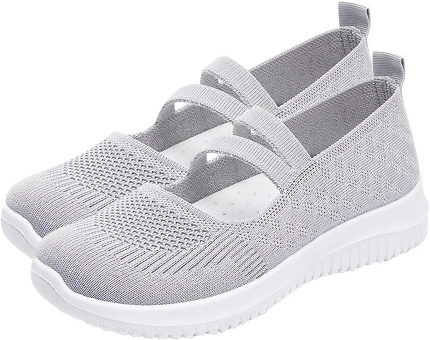 Women High Platform Sneaker Slip On Shoes Breathable Woven Foam Walking Shoes with Comfortable Road Bike Footwear (6 UK Gray)