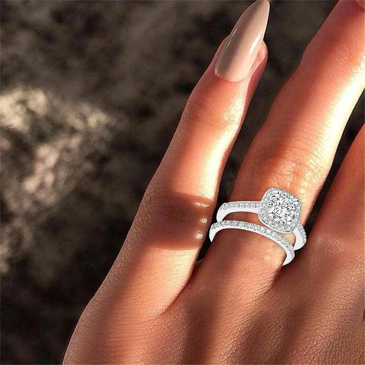 Women Ring Rhinestone Men Jewelry Rings Size 6-11 silver Alloy Finger aesthetic Dainty Couples Rings for Women trendy