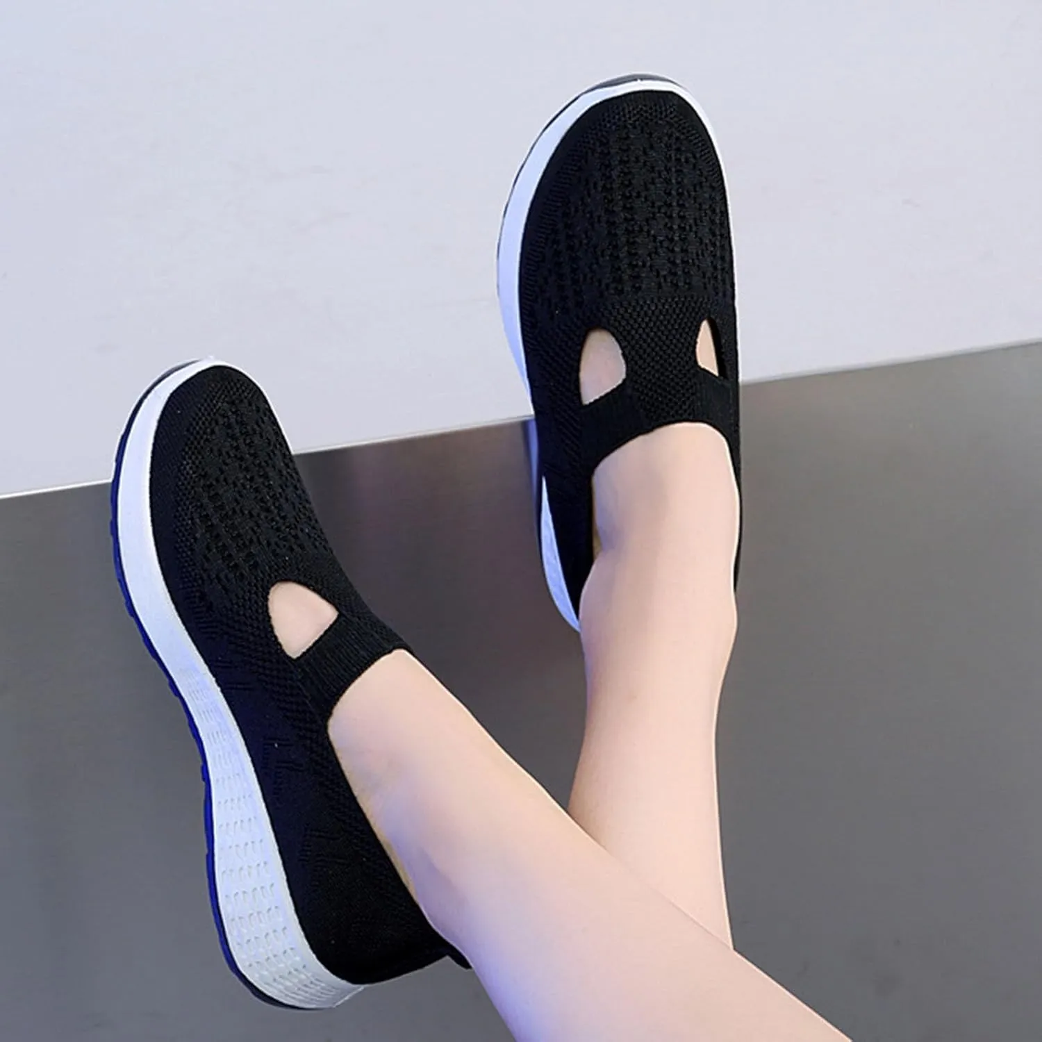 Women Shoes Ankle Boots Red Woven Breathable Women Shoes Walking Slip-on Foam Shoes Hands Slip On Sneakers Platform Shoes Women