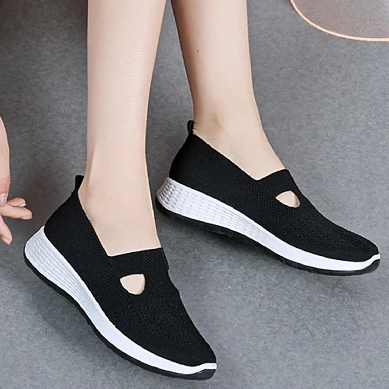 Women Shoes Ankle Boots Red Woven Breathable Women Shoes Walking Slip-on Foam Shoes Hands Slip On Sneakers Platform Shoes Women
