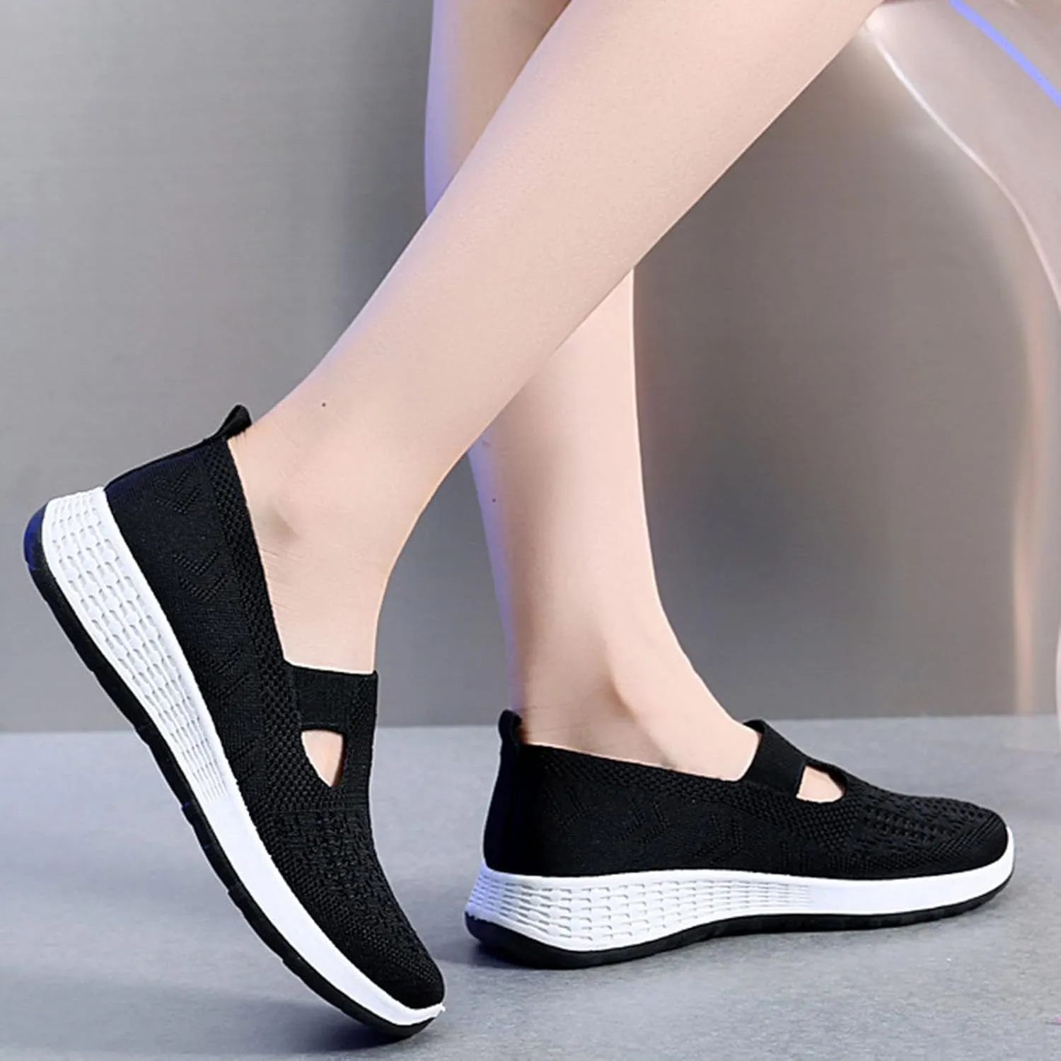 Women Shoes Ankle Boots Red Woven Breathable Women Shoes Walking Slip-on Foam Shoes Hands Slip On Sneakers Platform Shoes Women