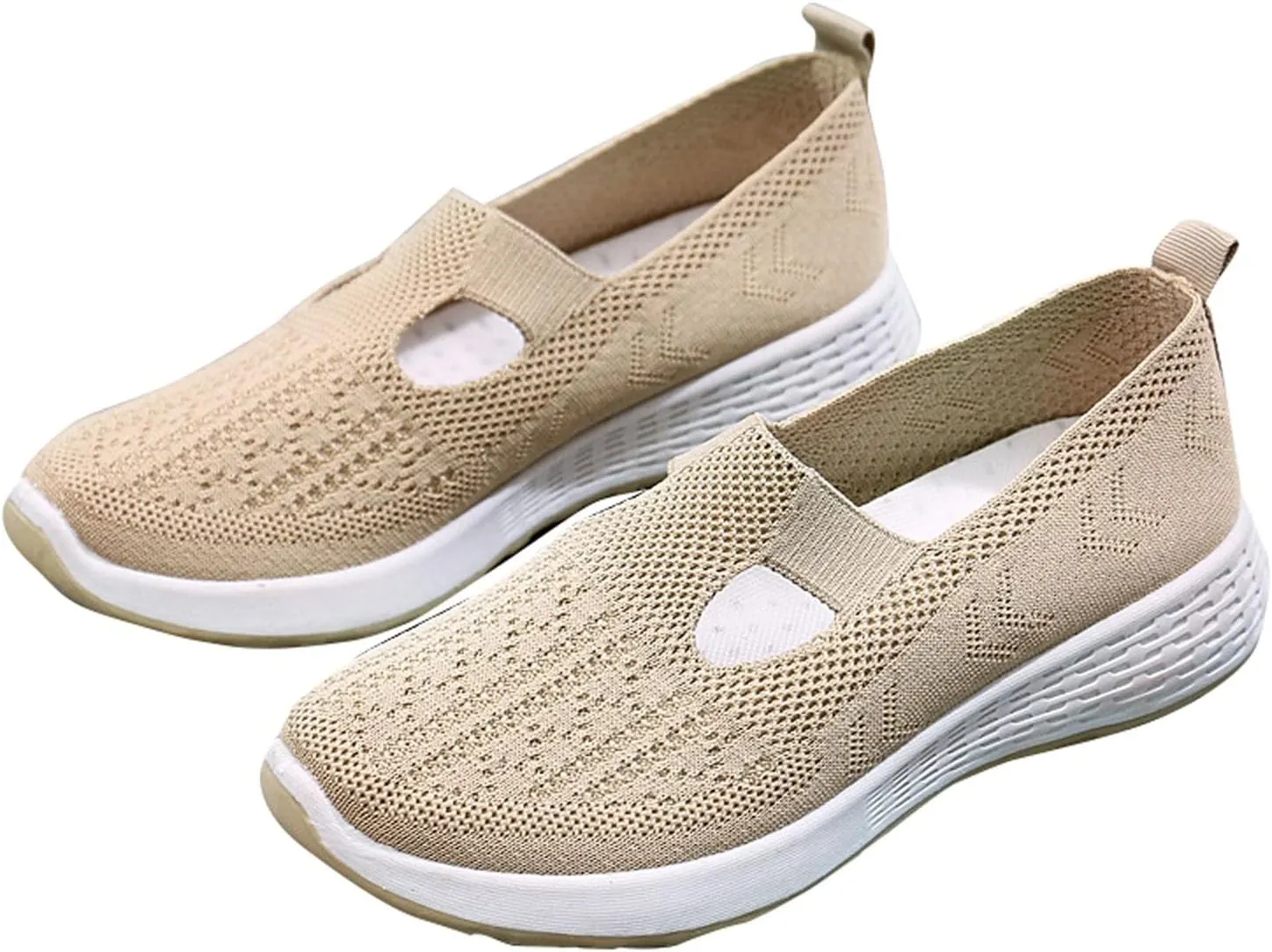 Women Waterproof Slip-on Shoes with Woven Design Breathable Foam Trainers for Walking Ideal for Weddings (5 UK Khaki)