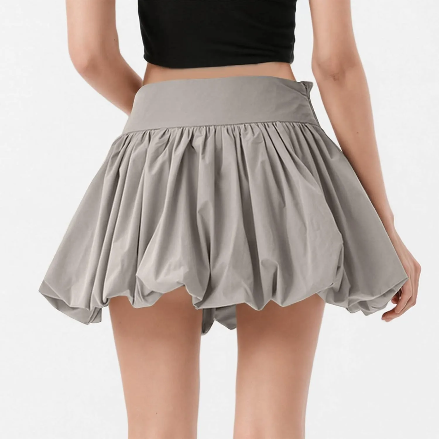 Women Y2K Bubble Skirt High Waist Ruffle Hem A Line Pleated Mini Short Cute Puffy Skirts Streetwear