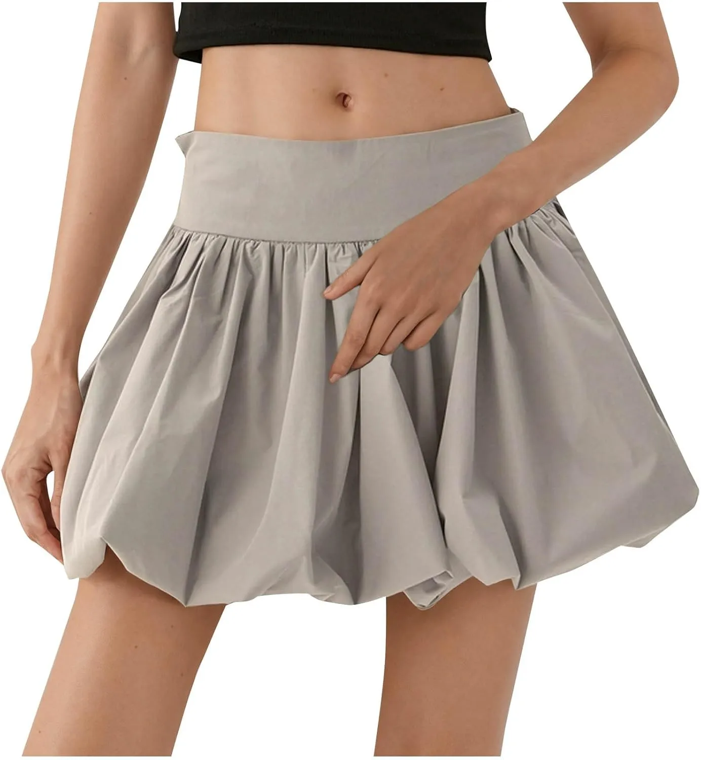 Women Y2K Bubble Skirt High Waist Ruffle Hem A Line Pleated Mini Short Cute Puffy Skirts Streetwear